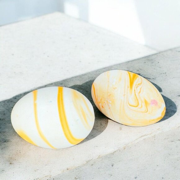 Vintage Nemadji Pottery Hand Made Ceramic Swirl Egg Shaped Figurine Set 2 USA - Picture 2 of 14